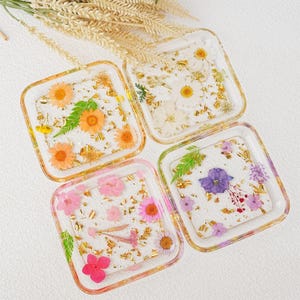 NEW! Real Flowers Resin Tray, White/Purple/Pink/Orange Daisy Jewelry Tray, Dried Flower Tray, Home Decor, Autumn/Birthday/Teacher Gift