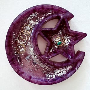 Celestial Moon and Star Resin Trinket Dish