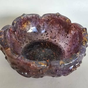 Handmade Resin Rose Bowl: Purple Gold Coastal Fall Decor