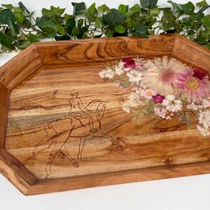 Pink Floral Half Pass Gold Handled Resin Tray