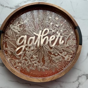 Handmade Resin Art Tray: Autumn Bronze "Gather" Tray, 15-inch Round